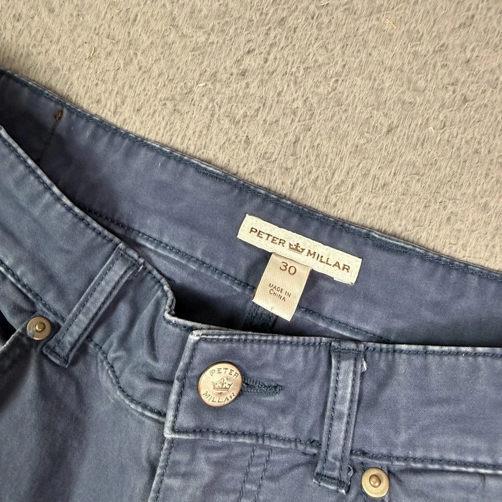 Peter Millar Crown Ultimate Sateen 5 Pocket Pants Mens 30x33 Blue Chino MF15B93
